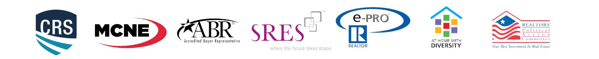 CRS, MCNE, ABR, SRES, e-PRO, At Home With Diversity, REALTORS Political Action Committee